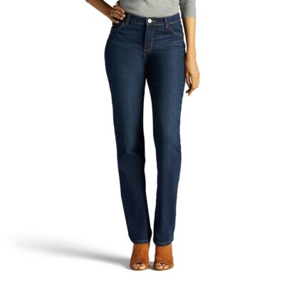 Lee L98806 Ellis Wash Instantly Slims High Waisted Straight-Leg Jeans Size 4