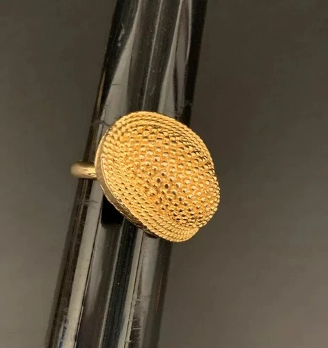 Vintage Adjustable Goldtone Ring Costume Jewelry Textured Design Costume Jewelry