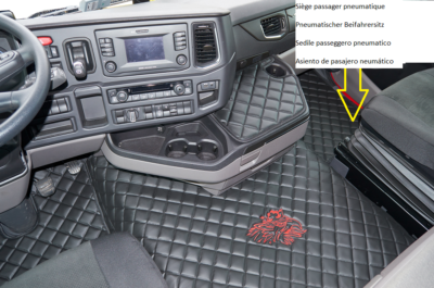 Tapis De Sol Camion Scania R Nouvelle Génération - Siège Passager - Rouge/Noir - 3 Couches - Conduite à Gauche