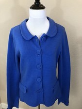 Women's SEMANTIKS Knit Blazer 100 cotton Blue Color, Button Front - Medium
