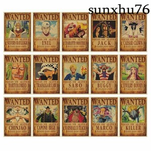One Piece Posters Retro Paper Wall Sticker Home Bar Decro Cartoon