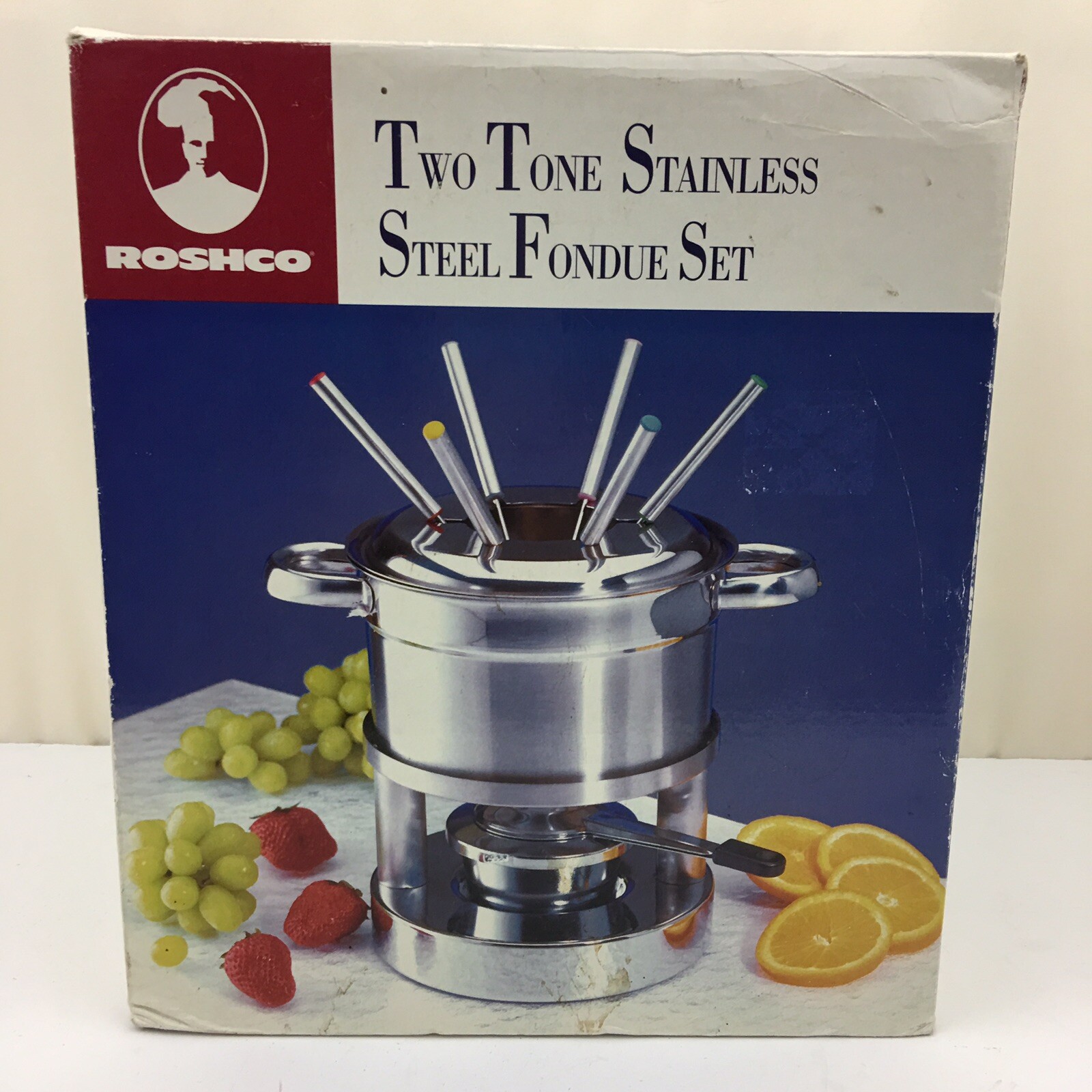 Roshco Two Tone Stainless Steel Fondue Set eBay