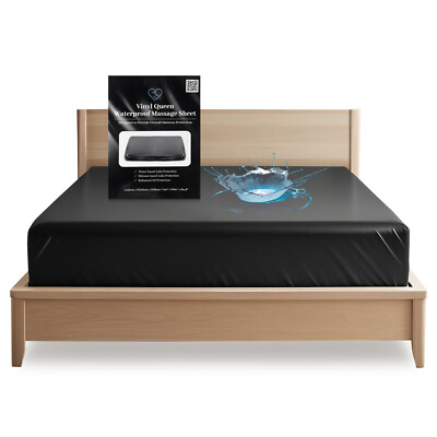 Eroticgel Vinyl Fitted Waterproof Sheet Black Nuru Massage Sheet