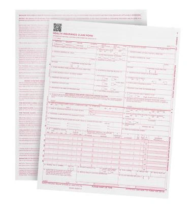 CMS 1500 - CMS-1500CS-12 WCMS-1500CS-12 Health Insurance Claim Form 100 Pack