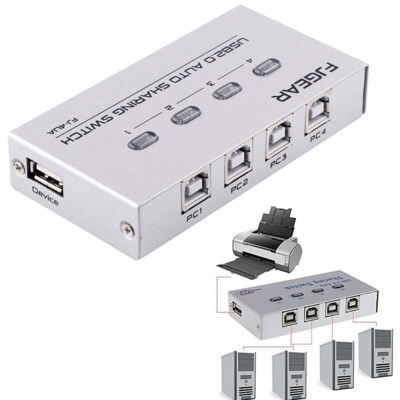 USB 2.0 Sharing Switch 4 Port Auto Select HUB For Printer