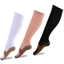 (1/3 Pairs) Compression Socks Hg Knee High Copper Mens / Womens S-XXL Stockings