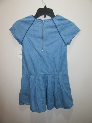 GAP KIDS GIRLS DENIM DRESS SHRT SL WAIST POCKETS BLUE 100% COTTON S, M, L & XXL - Picture 6 of 8