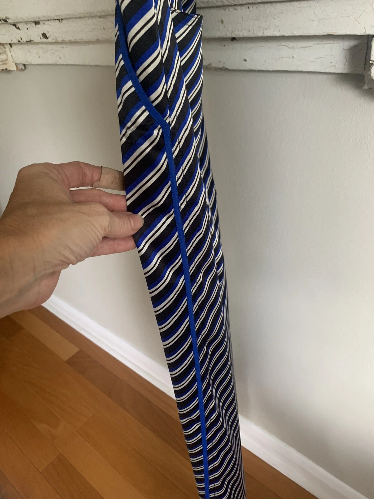 Pantalone Tory Burch Navy multi righe gamba larga 100% seta