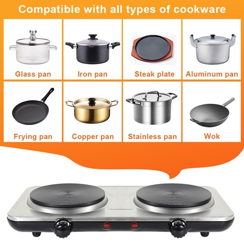 Uten 2000W Electric Hob Double Ring Table Top Hot Plate Powerful Portable Cooker - Picture 2 of 12
