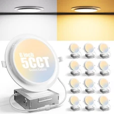 12-Pack Barrina 6" LED Recessed Downlights – 5CCT, 1100LM, Dimmable, ETL Listed