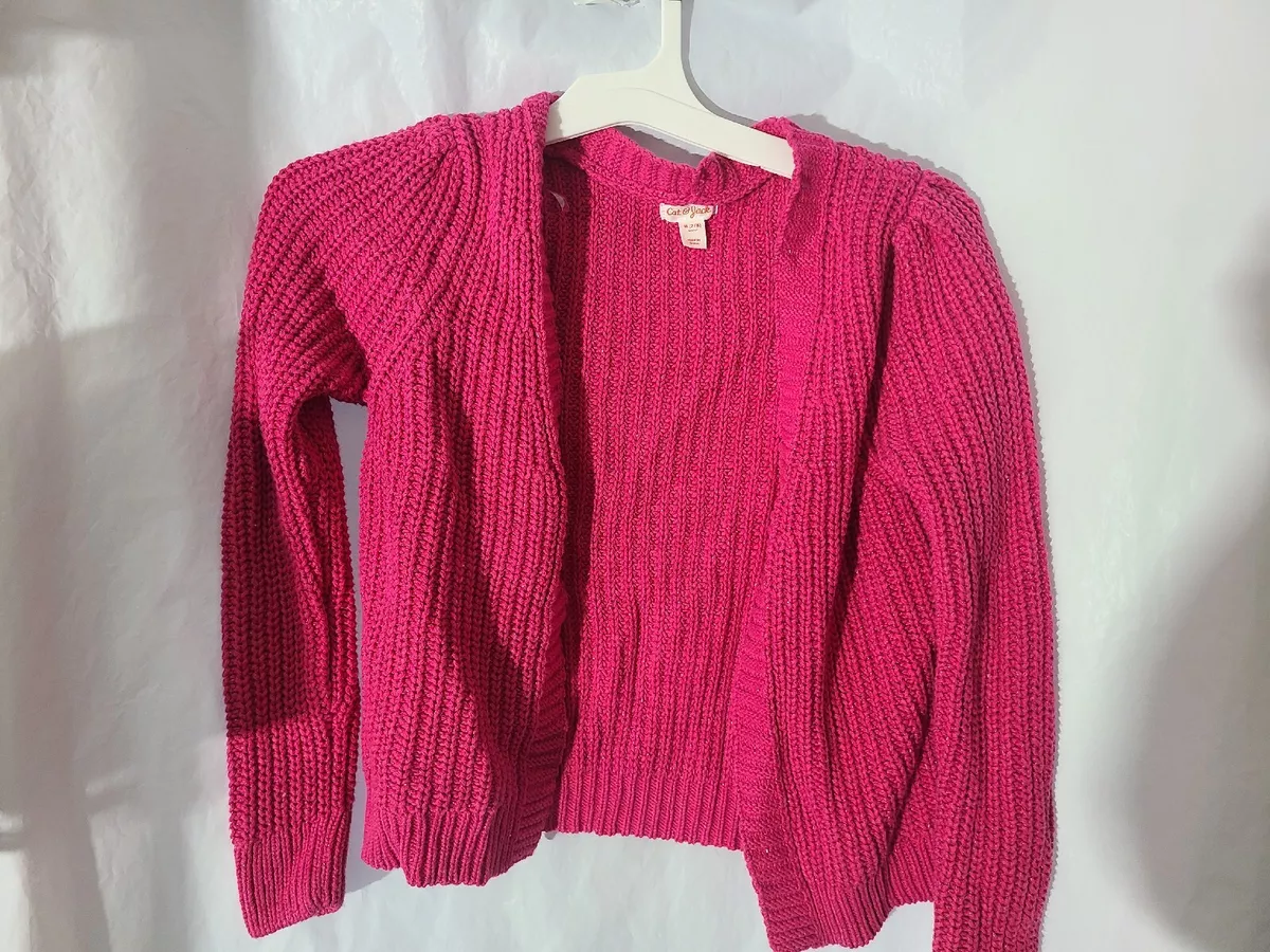 Girls Short Open Layering Cardigan Cat Jack Pink Size Medium