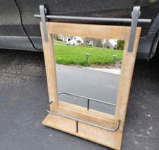 FirsTime & Co. Tan Wood Frame Ingram Barn Door Shelf Wall Hanging Mirror