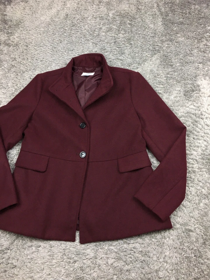 Old Navy Button Up Wool-Feel Jacket Womens Size Large Dark Red Y2K - Image 2 of 4
