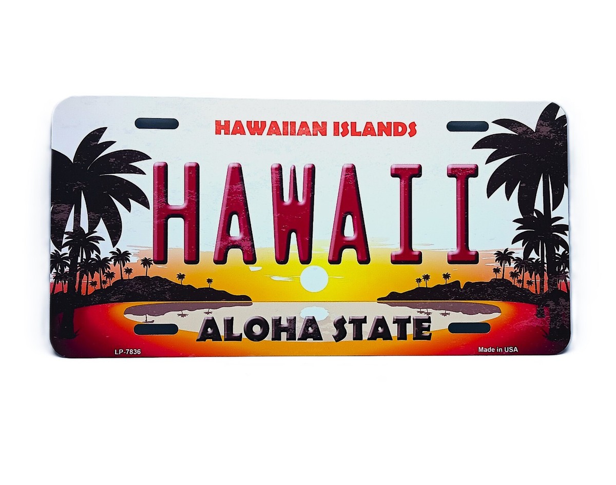 HAWAII ALOHA STATE HAWAIIAN SUN & FUN METAL CAR NOVELTY LICENSE