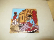 1990 Earthtones Ceramic Wall Tile Art, Southwestern Style, 6" Square, USA