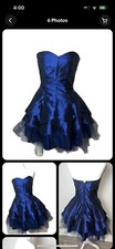Steppin Out Cocktail Party Dress Size 3/4 Navy Blue Strapless Overlay Prom Dress