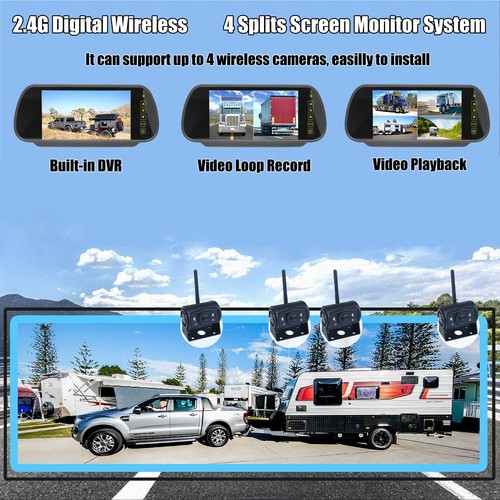 Digital Wireless Reverse Camera Rear View 7" Monitor Kit For Truck Caravan Van - Picture 11 of 11