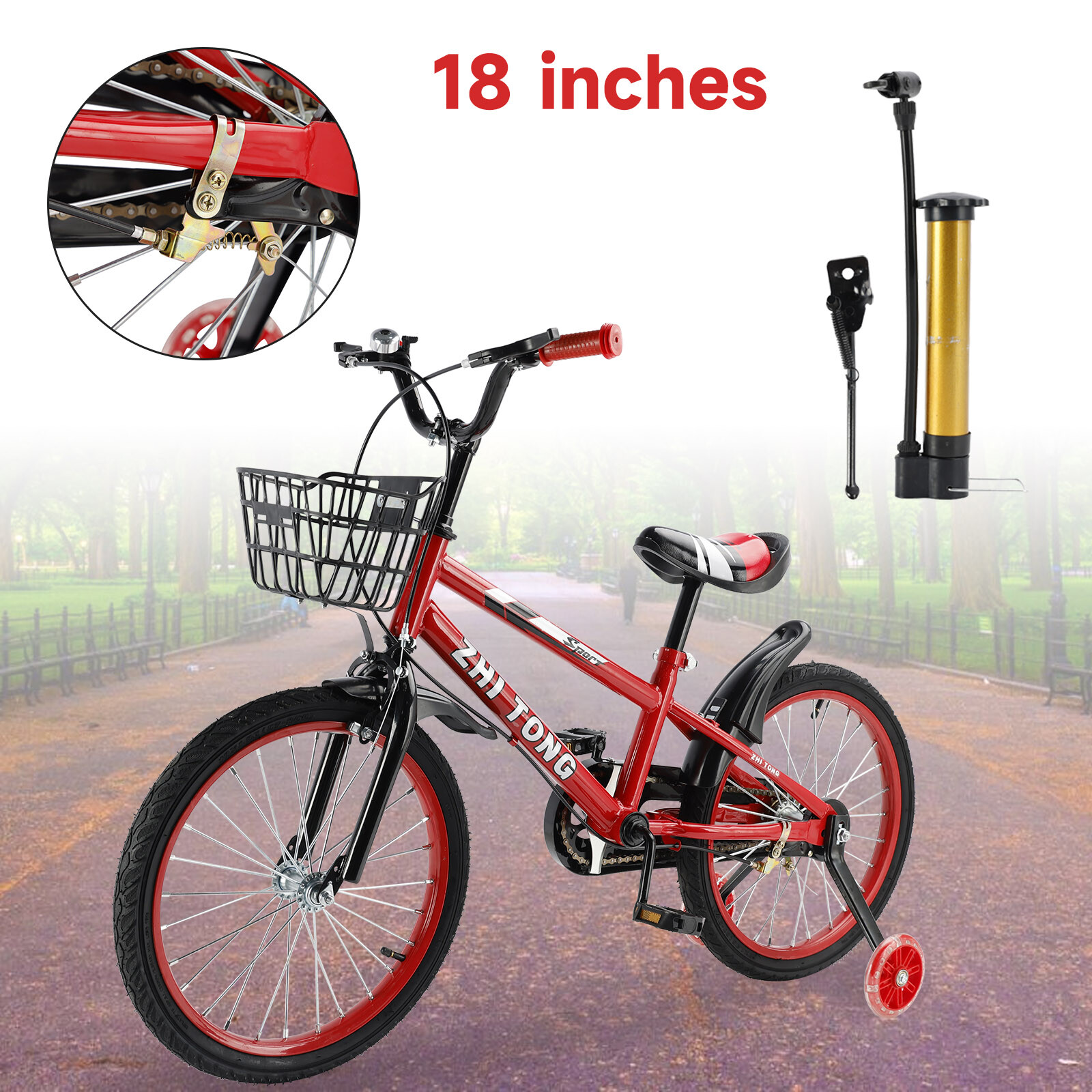 18 inches Kid's Bike Child Bicycle Boys and Girls with auxiliary wheels B9 US