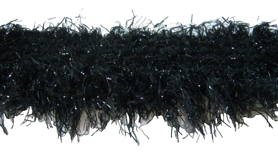 2 Yds. Wrights Black/Metallic 2" Fancy Eyelash Edging Trim Cuffs, Gloves FR-187t