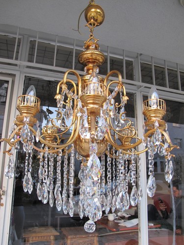 Antique Crystal Chandelier, Vintage French 8 Arm's Swarovski crystal Lamp 1940's - Picture 6 of 24