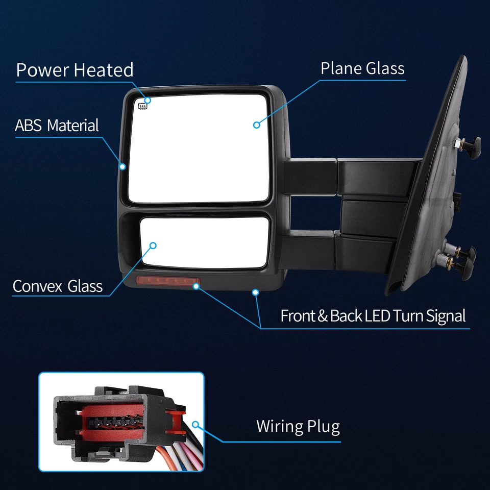 Power Heated Tow Mirrors For 2004 2005 2006 Ford F-150 w/ Turn Signal Puddle - Image 3 of 4