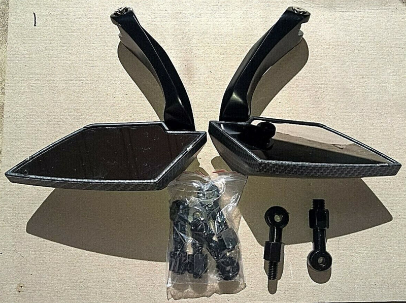 Carbon Fiber Rear View Mirror Lot-2 Pairs-BMW/Scooter/Vespa/Moped Universal wBox
