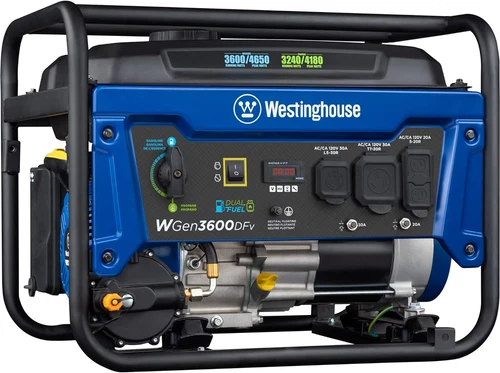Westinghouse WGen3600DFv 4650W Portable RV Ready Dual Fuel Gas Powered Generator