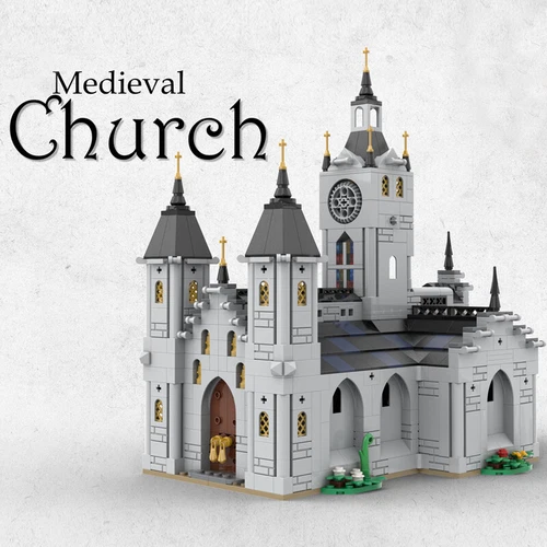 Modubrix Mocs Building Blocks Medieval Cathedral Castle Bricks Toys Sets 1445pcs - Picture 3 of 7