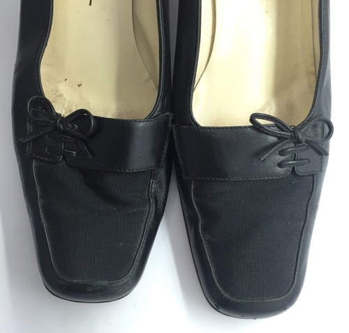 SALVATORE FERRAGAMO Black Leather Lace-Up Bow Detail Pump Heels Sz 9B Italy Cute - 第 7/12 張圖片