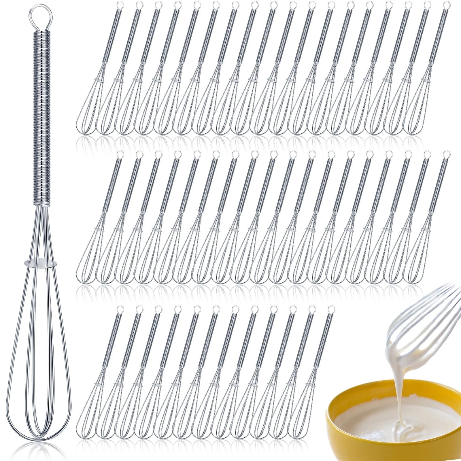 50 Pcs Mini Whisk Bulk Small Whisks for Cooking 304 Stainless Steel Tiny Whis...