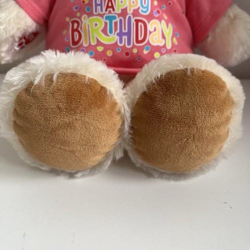 Build A Bear Lil' Cub Pudding cremefarbener Teddybär mit rosa Happy Birthday T-Shirt - Bild 4 von 10