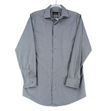 Marc Anthony Slim Fit Gingham Dress Shirt Men 15 1/2 32 33 Black White