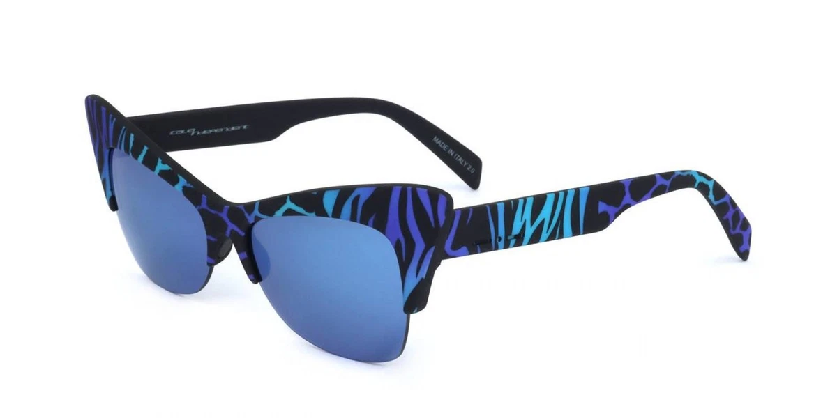 Italia Independent Sunglasses Blue Elephant Paisley Cat Eye IS009 ELE.021 55mm Italia Independent Plastic Frame Sunglasses for Women for  main image 3