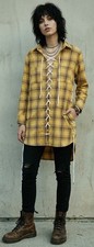 NWT Akira Women's Dress Size S Yellow Plaid Lace Up Mini Goth Mallcore Indie