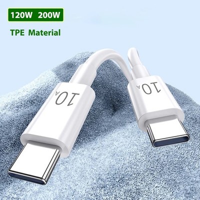 120/200W C-C Ladekabel Datenkabel TPE Schnellladekabel 6A/10A Weiß kabel PD