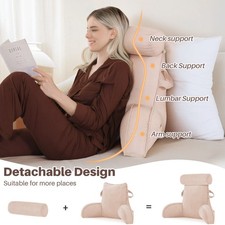 Bed Reading Pillow Back Rest Lumbar Support Arm Seat Lounger Jacquard Cushion