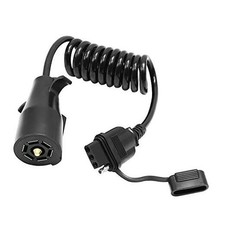 5ft 7 Way Round to 4 Way Pin Flat Trailer Connector Adapter Coiled Wiring
