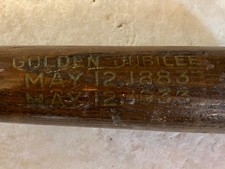 ORIGINL VINTAGE BROOKLYN BBC GOLDEN JUBILEE MAY 12 1883 MAY 12 1933 BASEBALL BAT