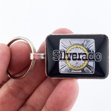 Vintage Chevrolet Silverado Fender Emblem CHOOSE BACKGROUND COLOR Keychain