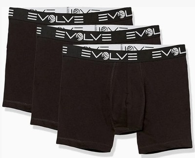 EVOLVE by 2(X)ist 6  Cotton Boxer Brief 3 Pack Large, Black