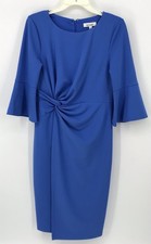 KENSIE Womens Size 4 Blue Dress 3/4 Sleeve Ruffle Bell Sleeve Lined