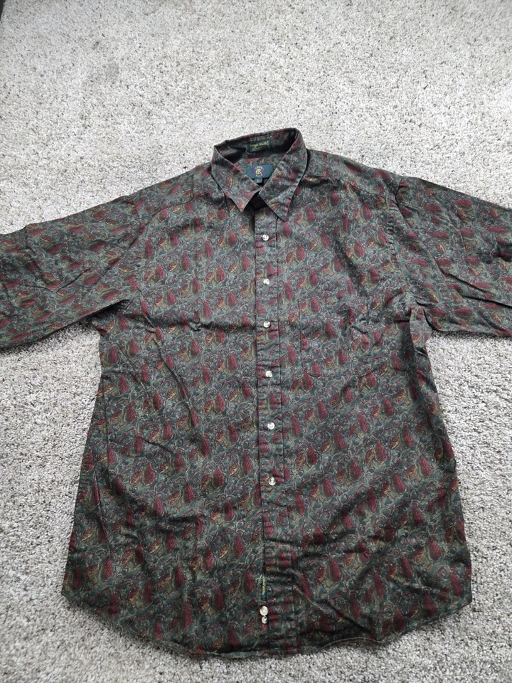 Vintage Club Room Shirt Mens XL Blue Paisley Garland Button Up Long Sleeve 90s - Image 3 of 4