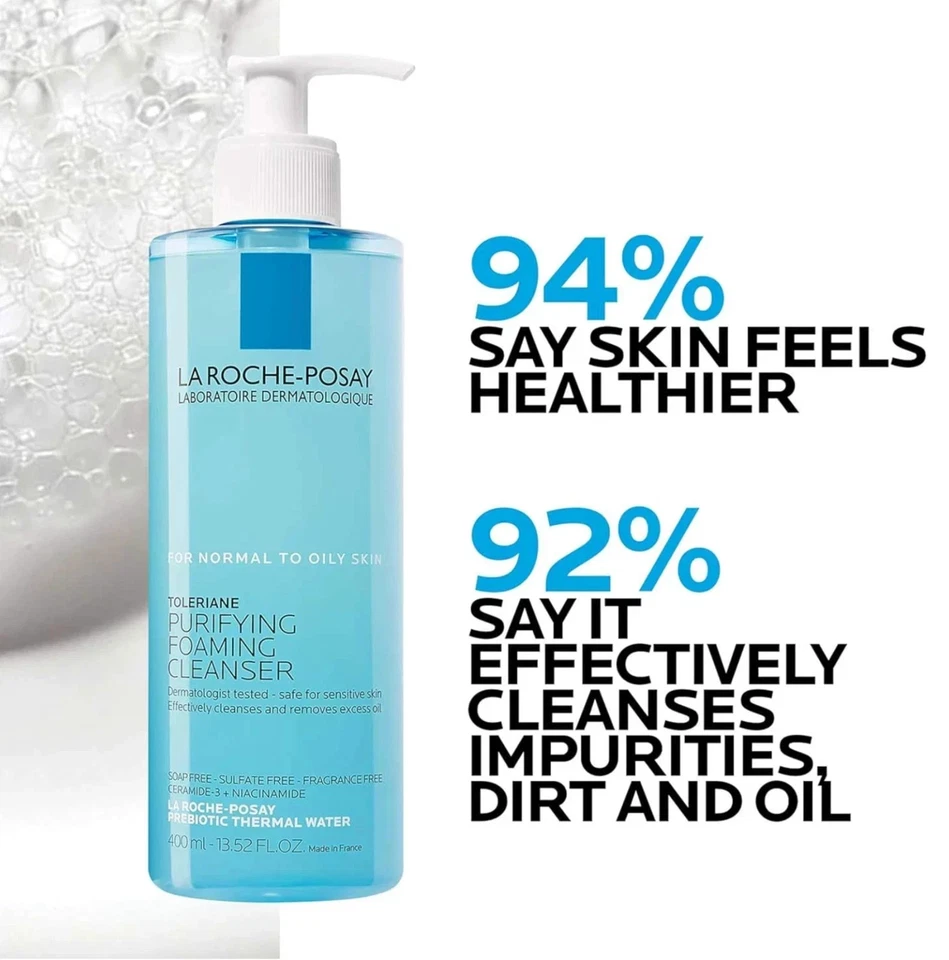 2 Pack LA ROCHE POSAY PURIFYING FOAMING CLEANSER 400ML 13.52OZ Brand NEW USA - Image 3 of 4
