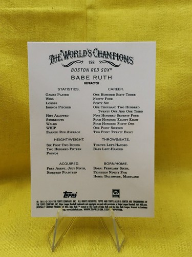 2024 Topps Allen & Ginter Chrome BABE RUTH #198 REFRACTOR New York Yankees - Picture 2 of 2