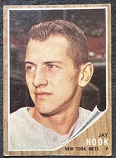1962 TOPPS JAY HOOK (NEW YORK METS) #94 BENT CAUSING LITE CREASE