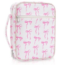 Bible Cover Case for Women Large Corduroy Bow Bible Bag Organizer Quilted Stu...