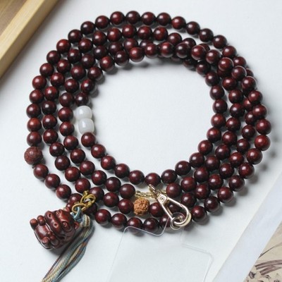 Zambian Blood Rosewood Bracelet: 108-Bead Meditation Bracelet Handcrafted