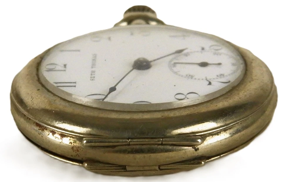 1907 Seth Thomas M17 Pocket Watch Grade 35 7J Nickel Silver USA For Repair RARE - Image 4 of 4