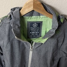 Ariat Women's Gray Equestrian Jacket Hooded with Green Lining