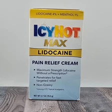 Icy Hot Max Lidocaine Pain Relief Cream Maximum Strength 2.7oz New